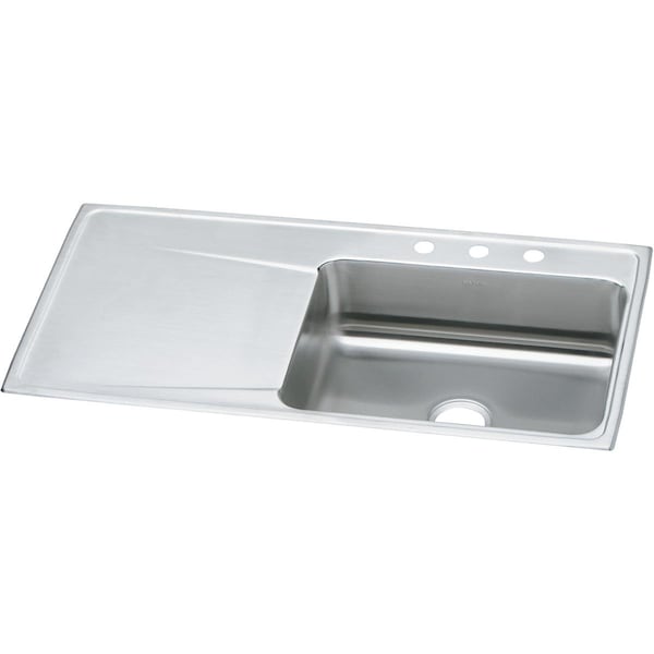 Lustertone Stainless Steel 43 X 22 X 7-5/8 Single Bowl Top Mount Sink With Drainboard